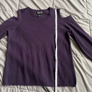 100% 2 PLY Cashmere Cold Shoulder Sweater (Purple) Size Large Peck & Peck Luxury